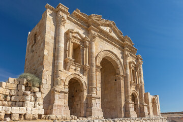 Fototapeta premium The Arch of Hadrian was built to honour the visit of Emperor Hadrian to Jerash. Jordan.