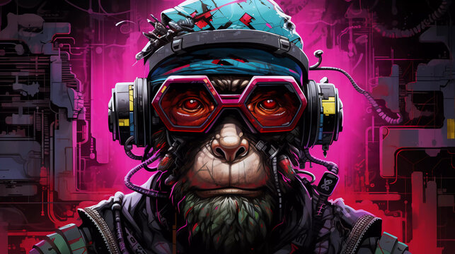 cyberpunk monkey graffiti