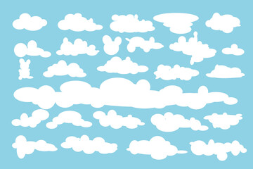 Collection of cloud image icons. Vector design. Templates for designs, posters, projects, banners, logos and business cards