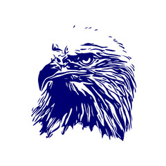 line sketch of an eagle's head as an element for making logos, activity symbols and organizational symbols