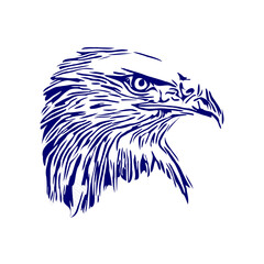 line sketch of an eagle's head as an element for making logos, activity symbols and organizational symbols