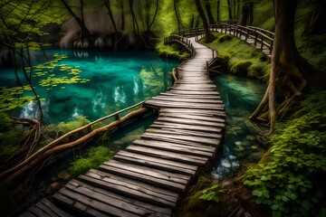 Fototapeta premium wooden bridge in the forest