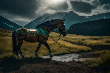 horse in the mountains