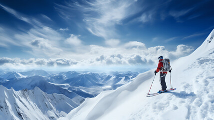 Fototapeta na wymiar mountain skiing mountain snowboarding. Generative AI