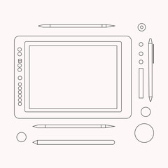 Drawing with a graphics tablet vector illustration of digital graphic drawing