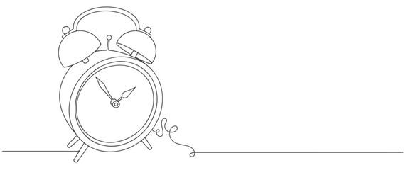 alarm clock line art style vector illustration