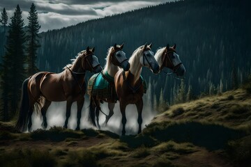 horses in the mountains