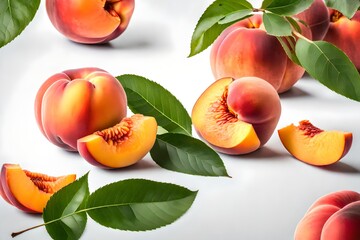 peaches with leaves