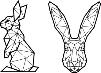 geometric hare linear drawing