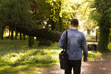 man walking in the park