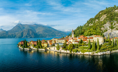 Landscape with Varenna town at Como lake region, Italy - 665773565