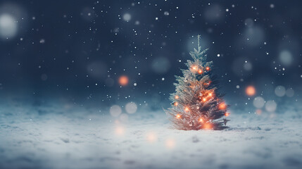 Christmas tree with snow text space for text