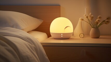 a small night light with sleeping light functionality, showcasing its soothing and practical product design.