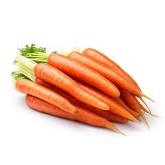 Heap of carrots isolated on white background