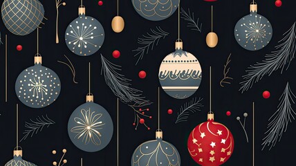 minimalistic Christmas elements drawings, emphasizing simple yet elegant designs. SEAMLESS PATTERN. SEAMLESS WALLPAPER.