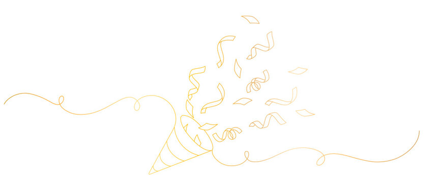 new year trumpet golden line art style. elements for the new year