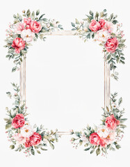empty roses flowers frame mockup with copy space