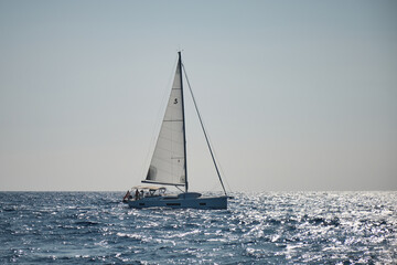 Fototapeta premium Sailing yacht on the open sea.