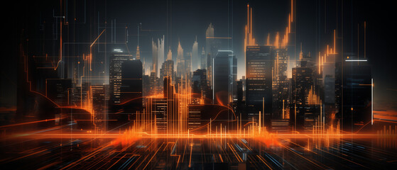 Futuristic cybernetic city background, city in the night
