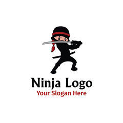 ninja martial arts logo design vector