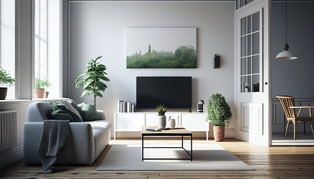 Simple Apartment living room Interior design Ai generated image
