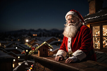 santa claus posing on a roof