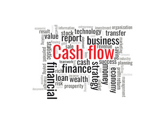 Illustration in the form of a cloud of words related to a cash flow.