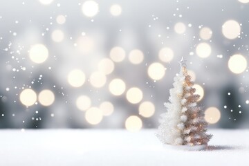 Fototapeta na wymiar A Christmas Tree On A Snowy Background