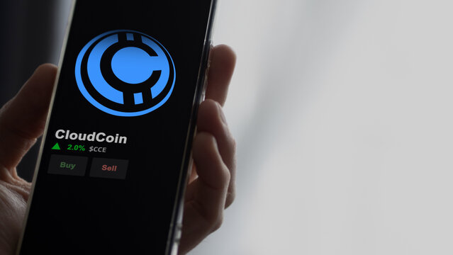 October 21th 2023. An investor analyzing the price of CloudCoin, the crypto $CCE broke out above the limit, CCE and climbs above the price.