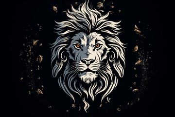 Intricate Illustrated Tattoo of a Lion Symbol