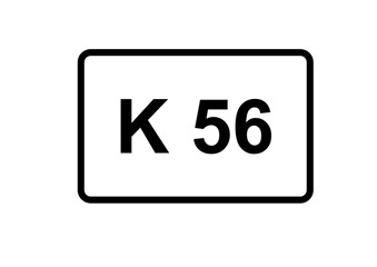 Illustration eines Kreisstraßenschildes der K 56 in Deutschland	