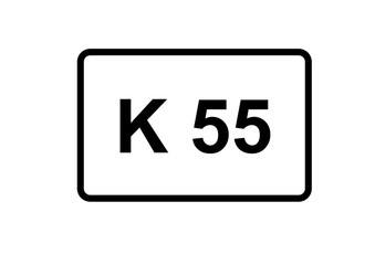 Illustration eines Kreisstraßenschildes der K 55 in Deutschland	