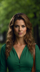 Fototapeta premium portrait of a woman in green