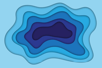 Paper cut background - Blue abstract wave shape - Trendy 3D design