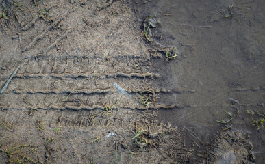 Texture of an impassable road with ice and mud