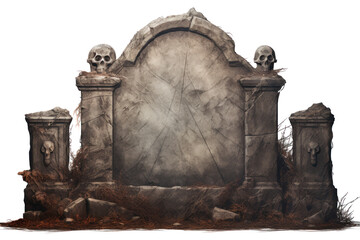tombstone, png file of isolated cutout object with shadow on transparent background.