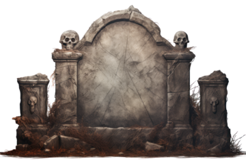 tombstone, png file of isolated cutout object with shadow on transparent background.