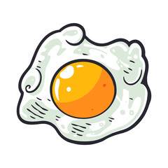 Fried egg. Chicken fried egg icon in cartoon style.