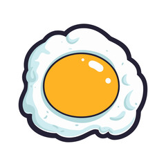 Fried egg. Chicken fried egg icon in cartoon style.