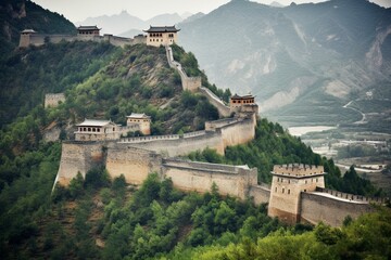A majestic fortress amidst a breathtaking scenery. Generative AI - obrazy, fototapety, plakaty