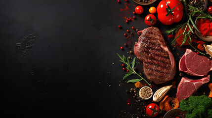 Grilled steak background with copy space for your text