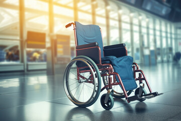 An airport terminal offering accessibility and care for passengers with wheelchair - obrazy, fototapety, plakaty