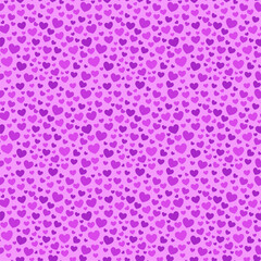 Purple seamless heart pattern on violet background