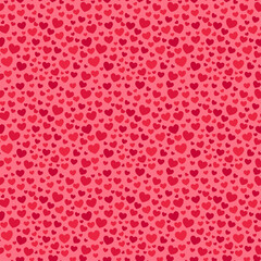 The seamless vector pattern for Valentines Day with hearts in the red color