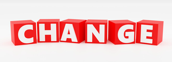 Houses in the shape of letter saying Change 3d render