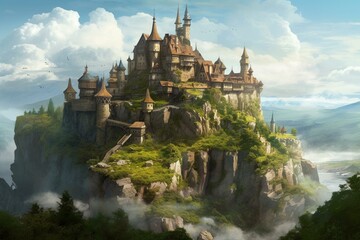 an enchanting fortress in a storybook conjured by creativity. Generative AI