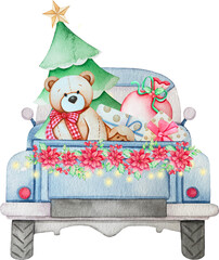 Merry Christmas watercolor illustration santa claus png