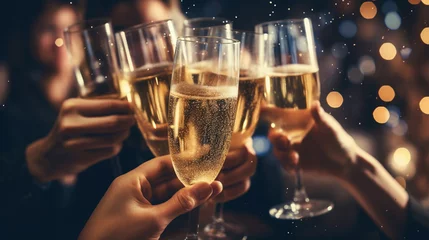 Foto op Plexiglas glasses with champagne in people's hands. celebration. Generative AI © Anna