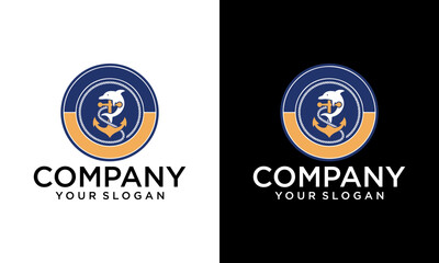  fish with anchor Icon Illustration Brand Identity