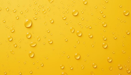 close up of droplets, on a yellow matte finish background ,flat lay paper  - obrazy, fototapety, plakaty